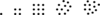 Five collections of dots: a single dot, a 2 by 2 square array, a 3 by 3 square array, a single dot, a 2 by 2 square array, an approximately circular cluster of 10 dots,  an approximately circular cluster of 11 dots.