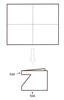 Lines on a rectangle showing that it is to be folded in half and half again, to make a smaller rectangle. Then a triangular notch is cut out of one of the folded edges.